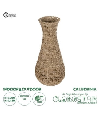 GloboStar® Artificial Garden CALIFORNIA 21239 Διακοσμητικό Πλεκτό Καλάθι - Κασπώ Γλάστρα - Flower Pot Μπεζ Μ20 x Π20 x Υ43cm